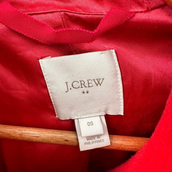 J. CREW Red Coral Vail Parka Wool Blend  Jacket Coat  // 00 - Picture 5 of 8
